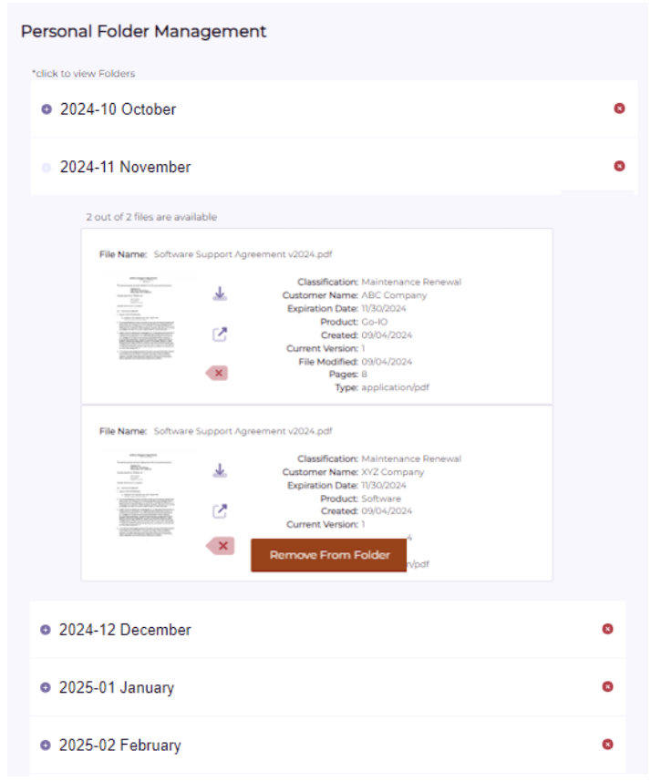 Go-IO folder management screenshot